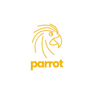 portrait parrot bird smile happy lines cute cartoon minimal logo design vector icon illustration template