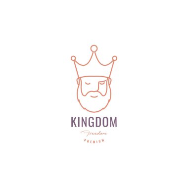 relax king of kingdom crown bearded mascot cartoon smile logo design vector icon illustration template