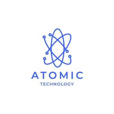 oval atomic science technology logo design vector icon illustration template