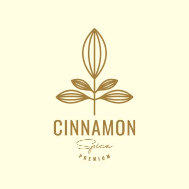 cinnamon plant tree skin spice taste cooking food hipster logo design vector icon illustration template
