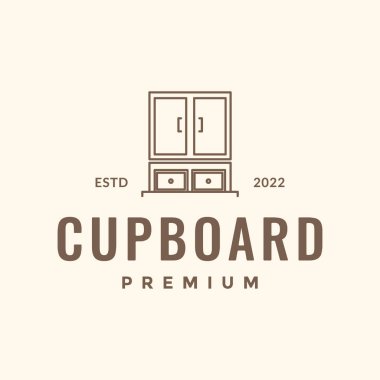 minimalist home interior furniture cupboard line logo design vector icon illustration template