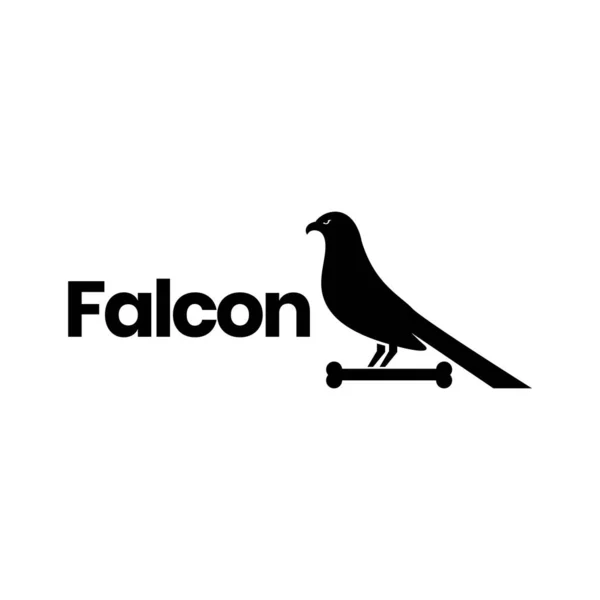 Falcon Bird Perched Bones Isolated Logo Design Vector Icon Illustration — Stock vektor