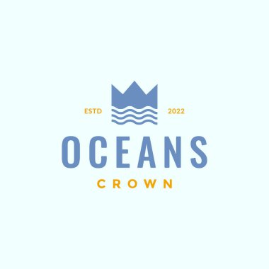ocean sea crown kingdom colored hipster logo design icon vector illustration