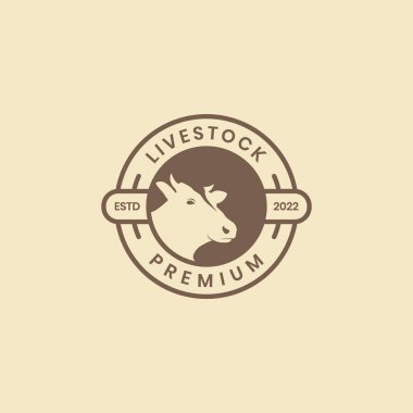 cattle livestock animal cows meat head badge circle vintage logo design vector icon illustration