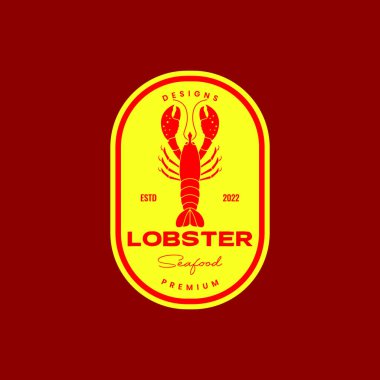red lobster shrimp seafood creature animal sea ocean restaurant menu badge vintage logo design vector