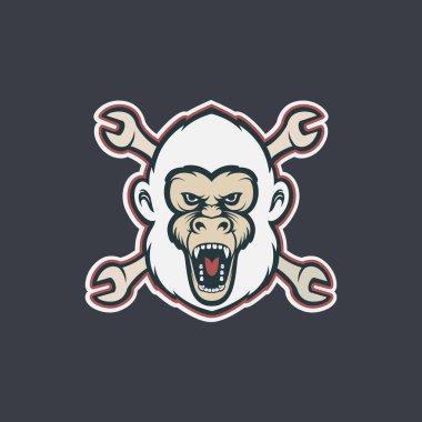 monkey primate roar wildlife forest animal with automotive wrenc