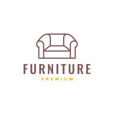 furniture interior home sofa cozy soft relax living room modern minimalist line logo design vector