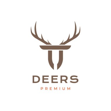 animal herbivore deer horned savanna forest wildlife modern clean minimal logo design vector