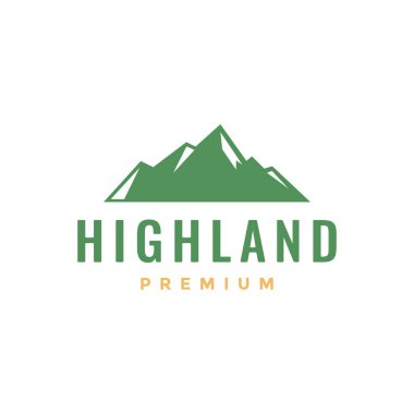 mountain peak high hill green simple minimal forest panoramic logo design vector icon