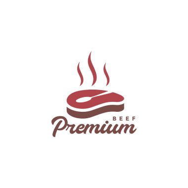 roasted grill beef food cooking spatula spoon smell modern minimal logo design vector