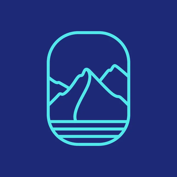 Emblema Arredondado Moderna Iceberg Montanha Gelo Água Frio Linha Mínima — Vetor de Stock