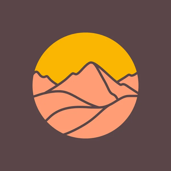 Montanha Deserto Areia Por Sol Círculo Moderno Mínimo Colorido Logotipo —  Vetores de Stock