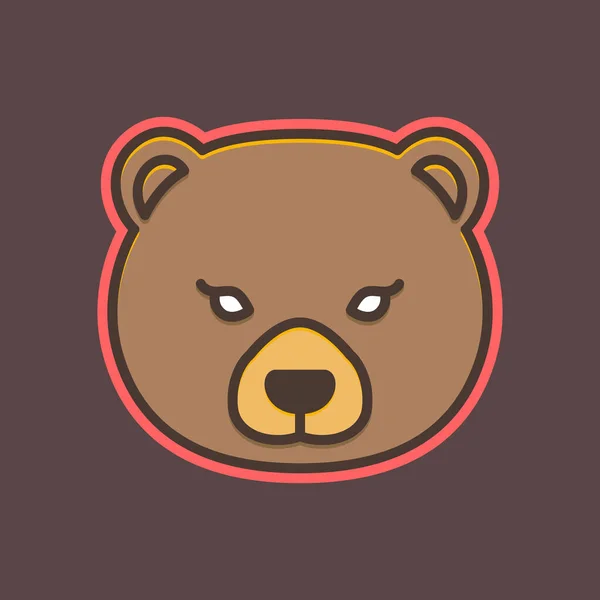 Animal Floresta Selva Vida Selvagem Besta Bebê Urso Cabeça Rosto — Vetor de Stock