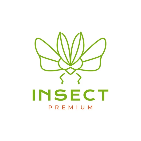 Tier Insekt Heuschrecke Blätter Flügel Fliegen Hipster Logo Design Vektor — Stockvektor