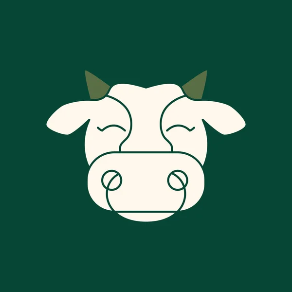 家畜脂肪牛頭牛乳牛かわいい笑顔マスコット漫画現代のロゴデザインベクトル — ストックベクタ