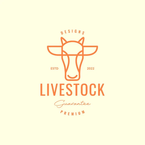 Bestiame Bestiame Bestiame Mucche Testa Latte Manzo Geometrico Hipster Logo — Vettoriale Stock
