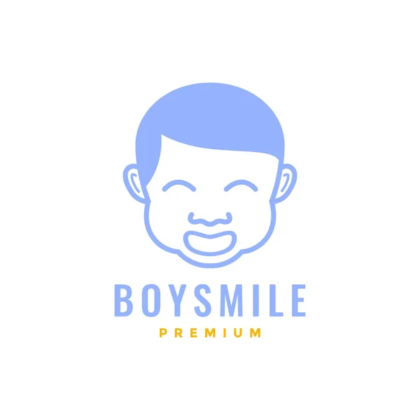 Обличчя Хлопчика Посмішка Волосся Акуратний Милий Талісман Логотип Дизайн Вектор — стоковий вектор