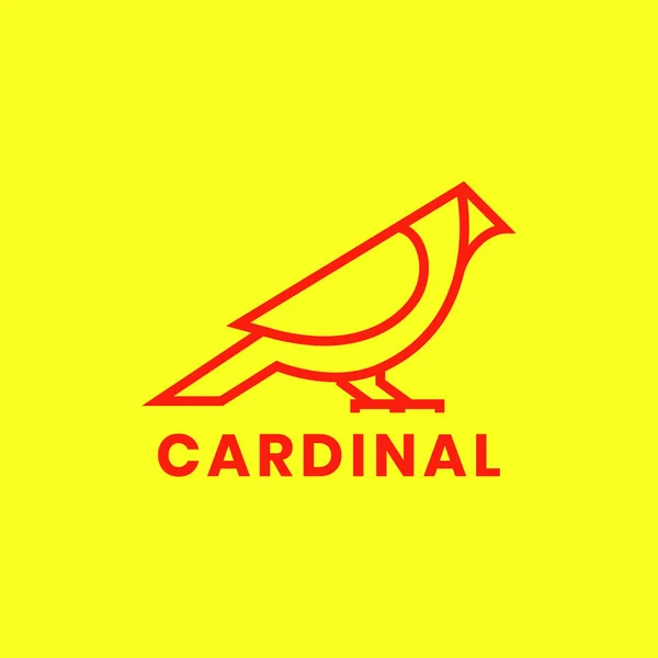 Vogel Exoten Kardinal Rot Minimale Linie Modernes Flaches Logo Design — Stockvektor