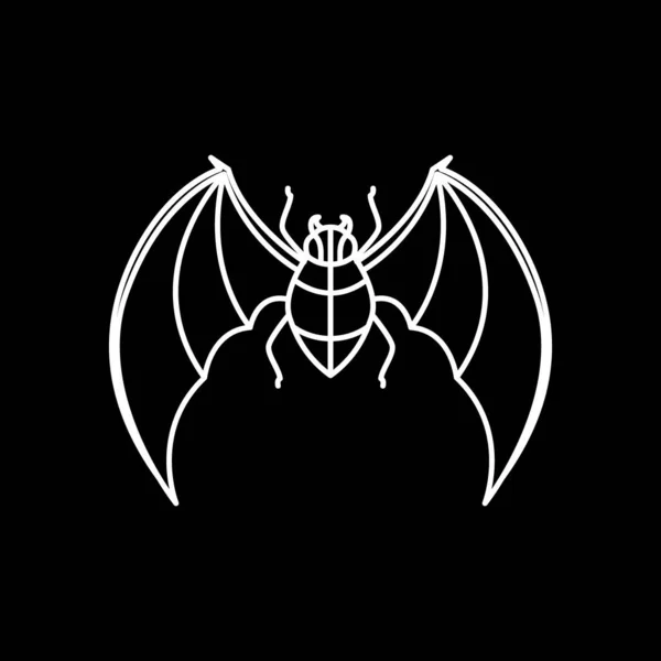 Kanatlı Hayvan Böcek Örümceği Yarasalar Gecesi Kara Minimal Logo Tasarımı — Stok Vektör