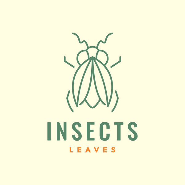Листья насекомых минималистский простой дизайн логотипа вектор