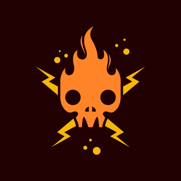Hlava Lebka Lebeční Oheň Plamen Horký Hrom Jednoduchý Barevný Logo — Stockový vektor