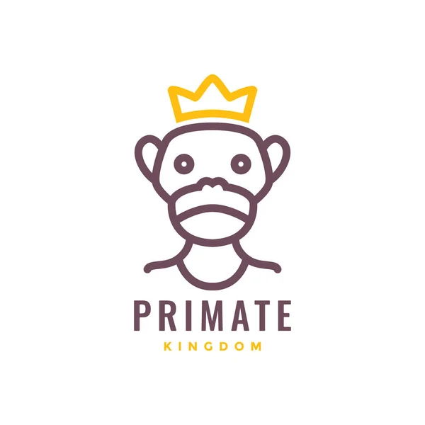 Zvíře Primát Opice Opice Koruna Karikatura Maskot Linie Umění Logo — Stockový vektor