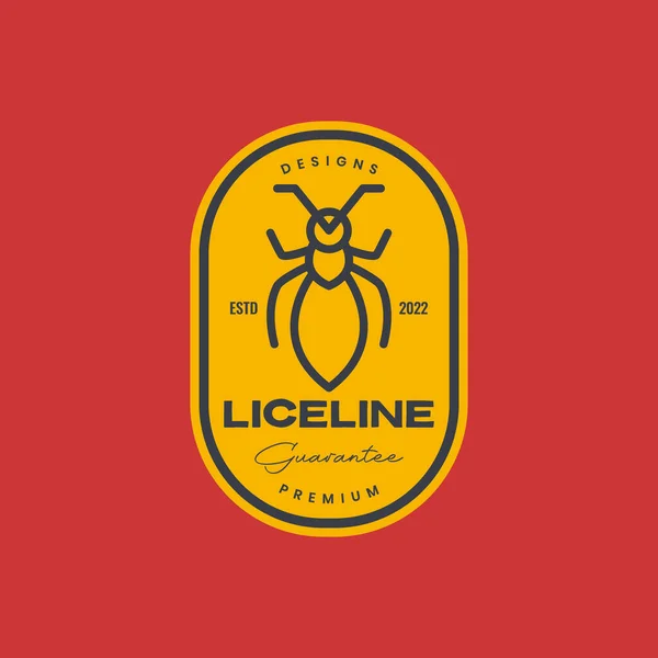 animal insect lice line minimal badge vintage logo design vector