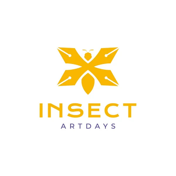 Tier Insekt Kugelschreiber Kreative Ideen Modernes Logo Design Vektor — Stockvektor