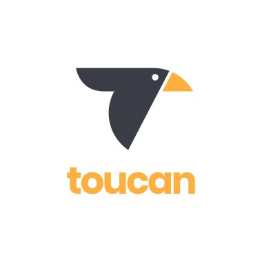 Uçan kuş Toucan gaga kanatları geometrik modern logo tasarım vektörü
