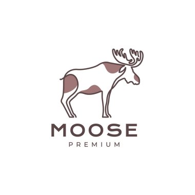 Vahşi yaşam hayvanı otçul geyik güçlü çizgi çizgisi soyut renkli logo tasarımı vektörü