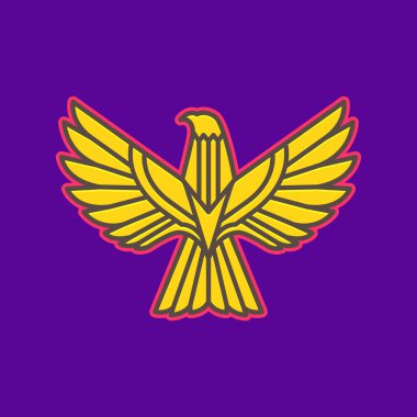 Uçan kuş etobur şahin kanatları geometrik modern renkli soyut logo tasarım vektörü