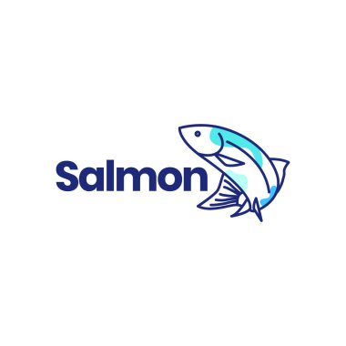 somon balığı okyanusu taze gıda hattı modern soyut renkli logo tasarımı vektörü