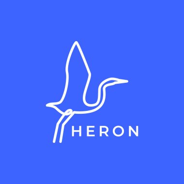 Güzel kuş balıkçıl uzun bacak uzun çizgi modern logo tasarım vektörü