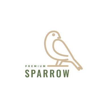 Kuş serçesi tünemiş dal hattı modern logo tasarım vektörü