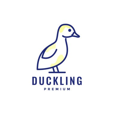 Hayvan kümes hayvanları ördek yavrusu çizgisi modern soyut logo tasarımı vektörü