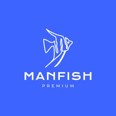 Güzellik balığı akvaryumu iç dekorasyon manfish hattı sanat modern minimal logo tasarım vektörü