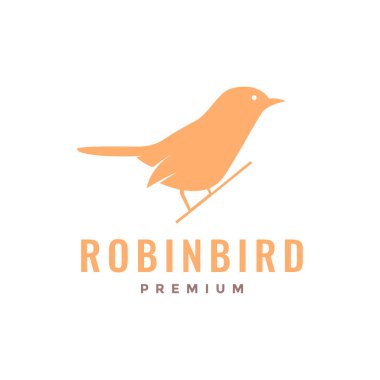 Robin Bird küçük tünemiş dal temiz modern logo tasarım vektörü