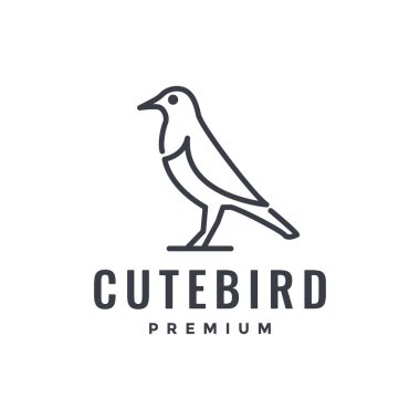 Egzotik kuş küçük orman tünemiş modern minimal çizgi basit logo tasarım vektörü