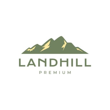 Peak Land Hill tepesi sabah yeşil doğa yürüyüşü logo tasarım vektörü