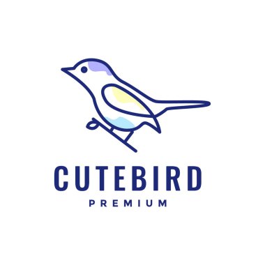 Küçük kuş mavisi soyut çizgi sanat modern temiz logo tasarım vektörü