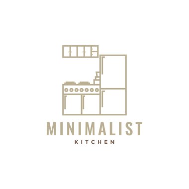 İç mutfak modern minimalist çizgi logo tasarım vektörü 