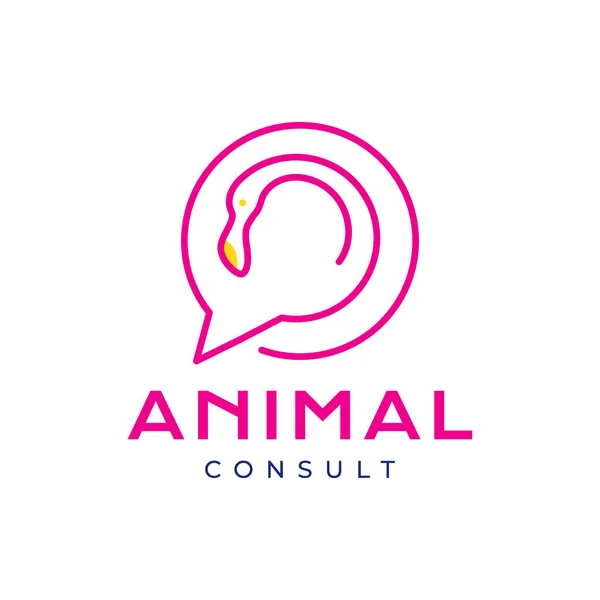 Animal Sûr Flamant Rose Conseil Parler Moderne Minimaliste Logo Design — Image vectorielle