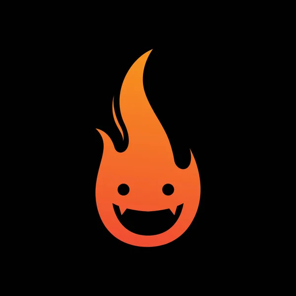 ゴースト悪魔の炎現代抽象的なマスコットの笑顔のロゴデザインベクトル — ストックベクタ