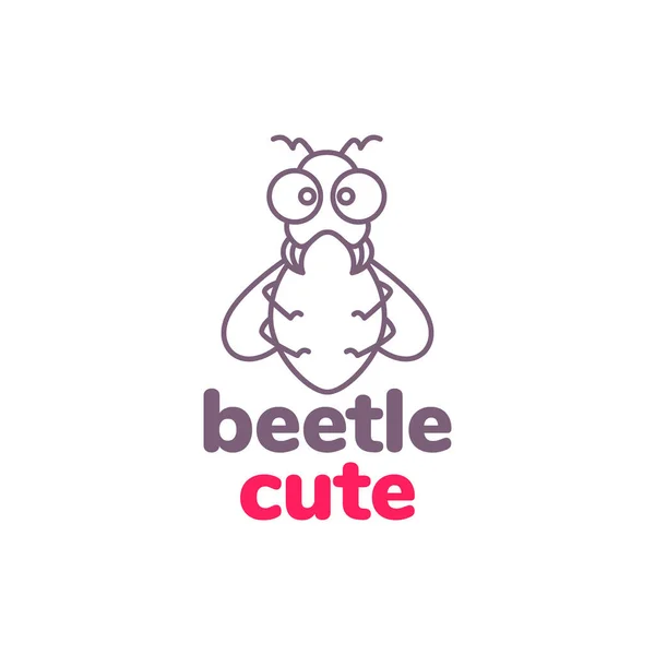 animal insect dung beetle dirt mascot cute cartoon minimal logo design vector