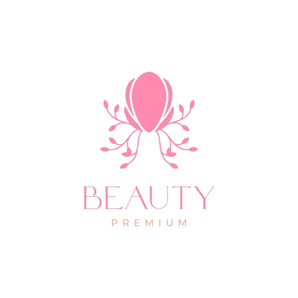 Skönhet Växt Blommor Ros Blomma Feminin Minimal Logotyp Design Vektor — Stock vektor