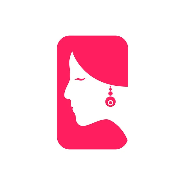 Beauty Face Women Female Longest Square Earring Modern Minimal Logo — Stock Vector