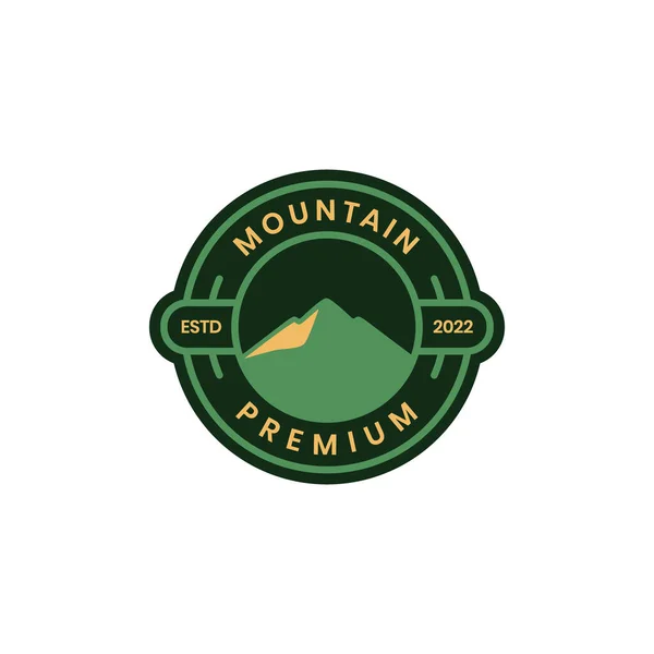 Extérieur Nature Panoramique Montagne Pic Haute Colline Randonnée Cercle Badge — Image vectorielle