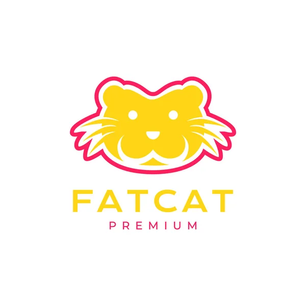 動物ペット猫子猫猫脂肪顔笑顔マスコットカラフルなロゴデザインベクトル — ストックベクタ