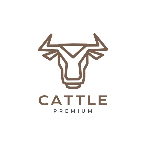 Bétail Bétail Animal Cornu Tête Vache Polygone Ligne Art Logo — Image vectorielle