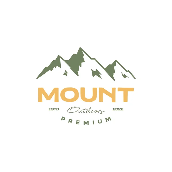 Montagne Randonnée Plein Air Vintage Simple Logo Design Vecteur — Image vectorielle